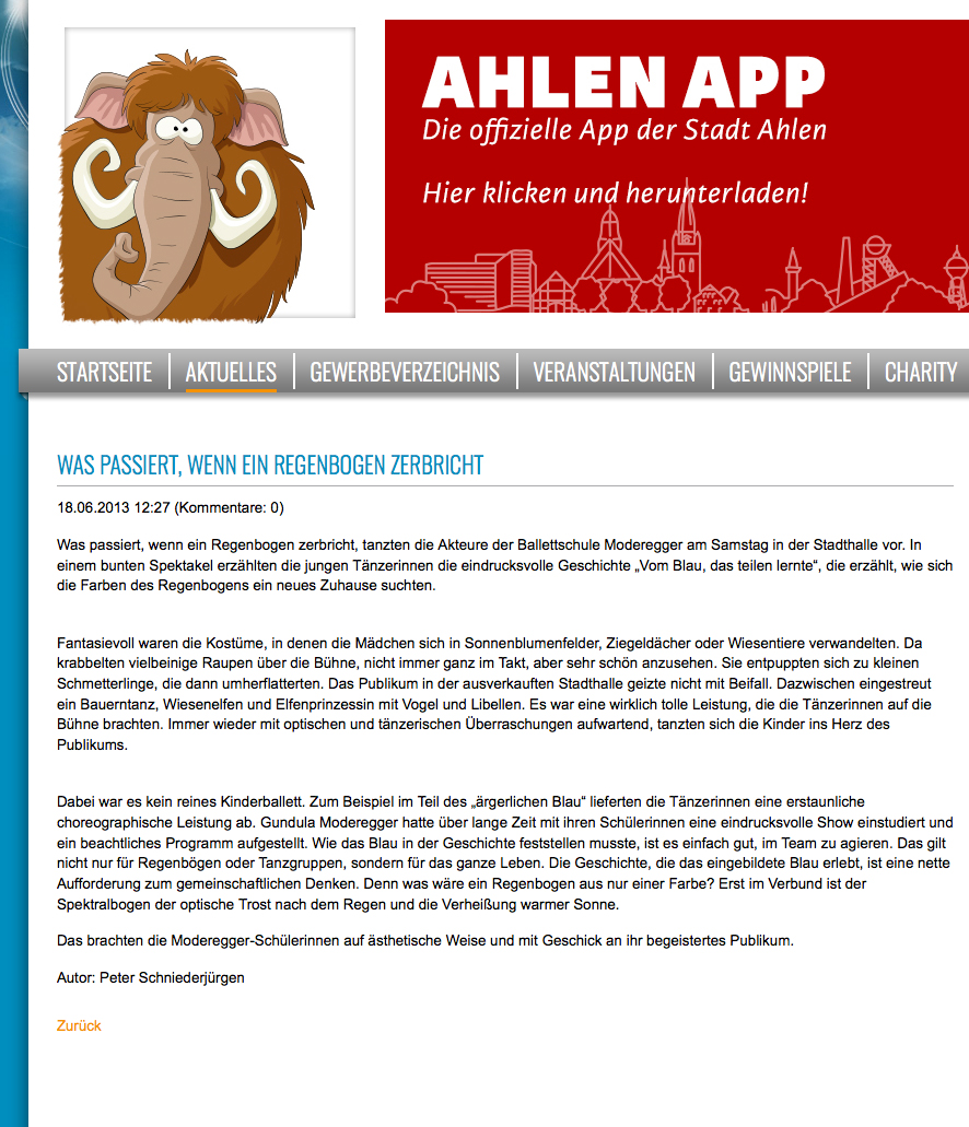 Presse Vom Blau, das teilen lernte Ahlen